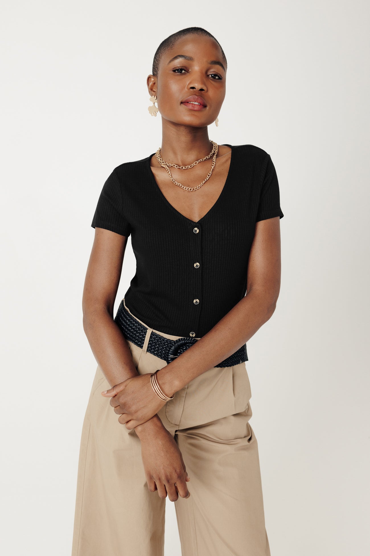 Ribbed t-shirt - Black