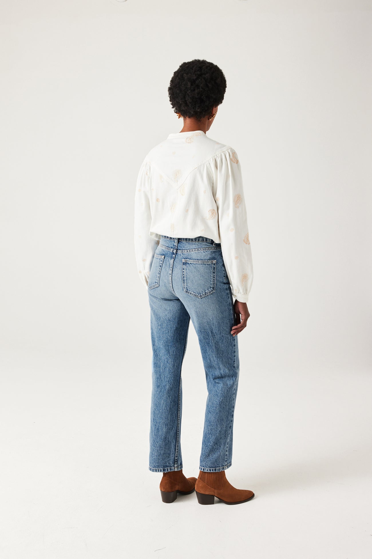 High-waist straight leg jeans - Light denim