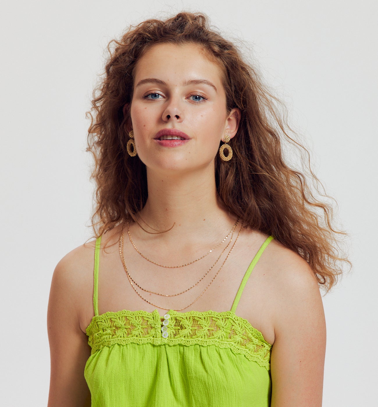 Crochet-detail embroidered top - Green