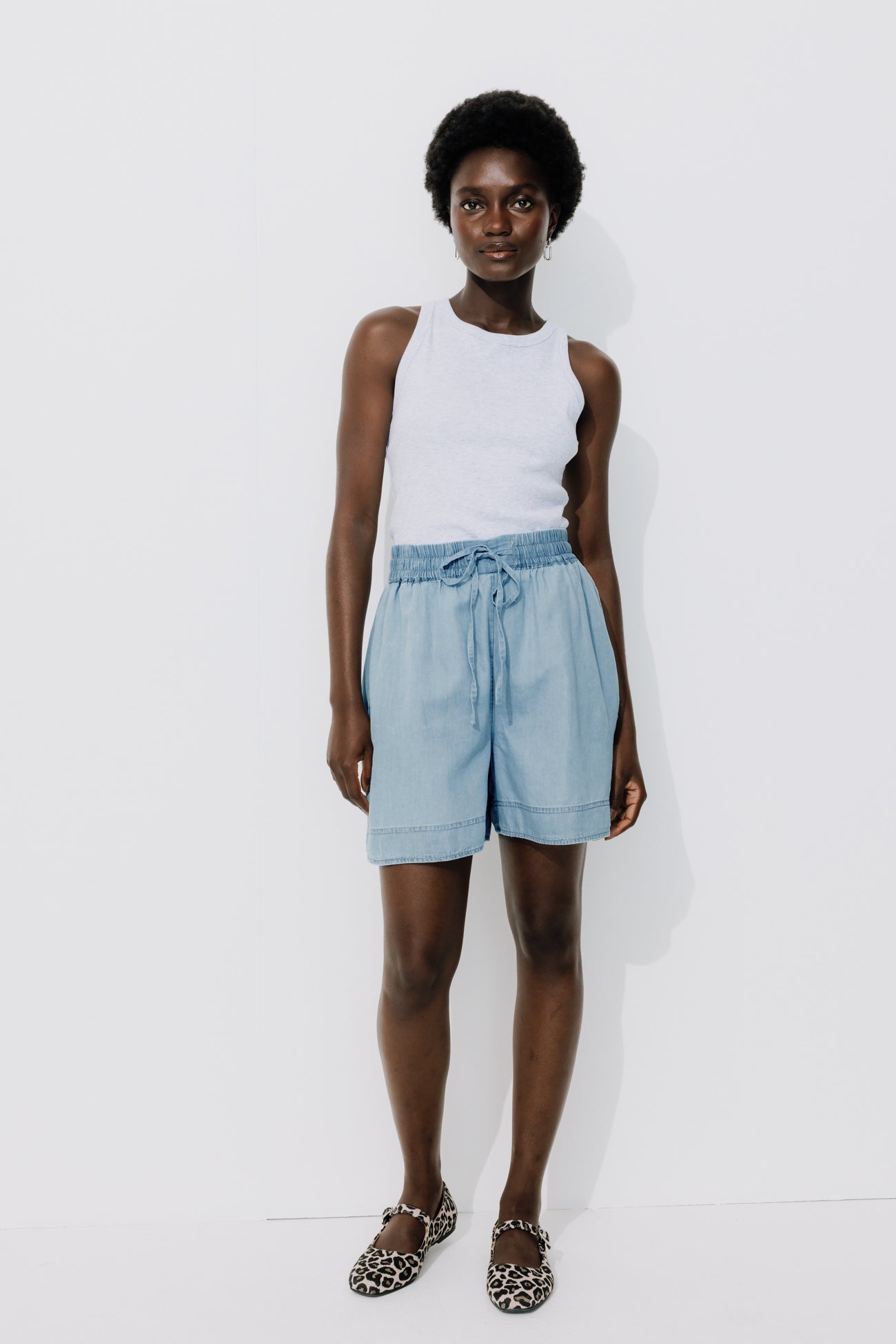 Drapy denim blue shorts - Light denim