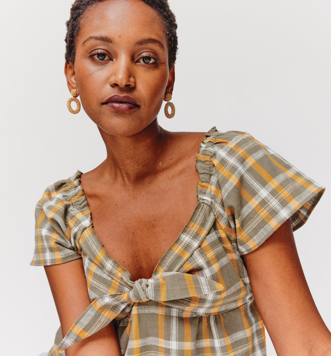 Checked blouse - Ecru checks