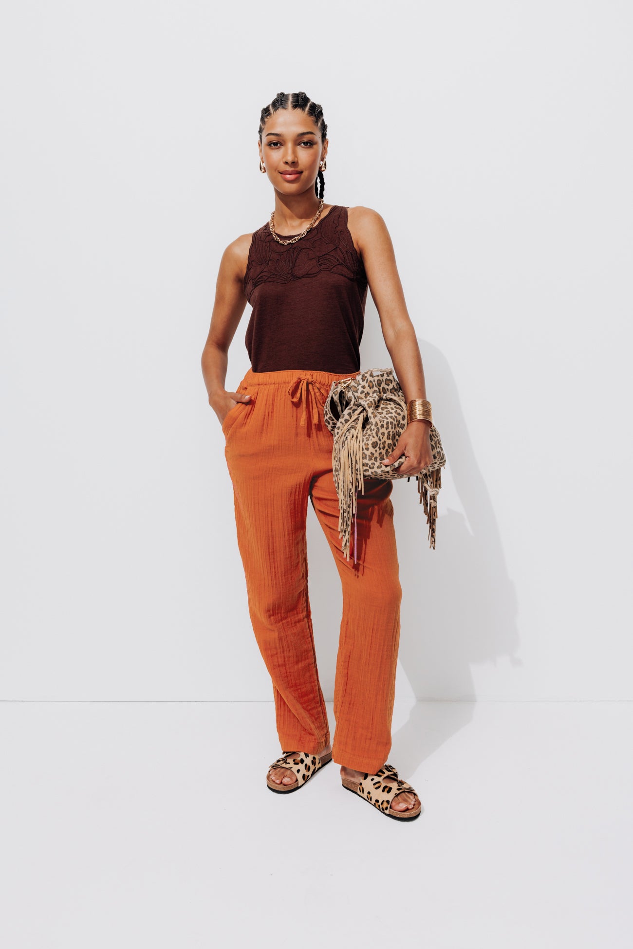 Cotton gauze trousers - Sienna