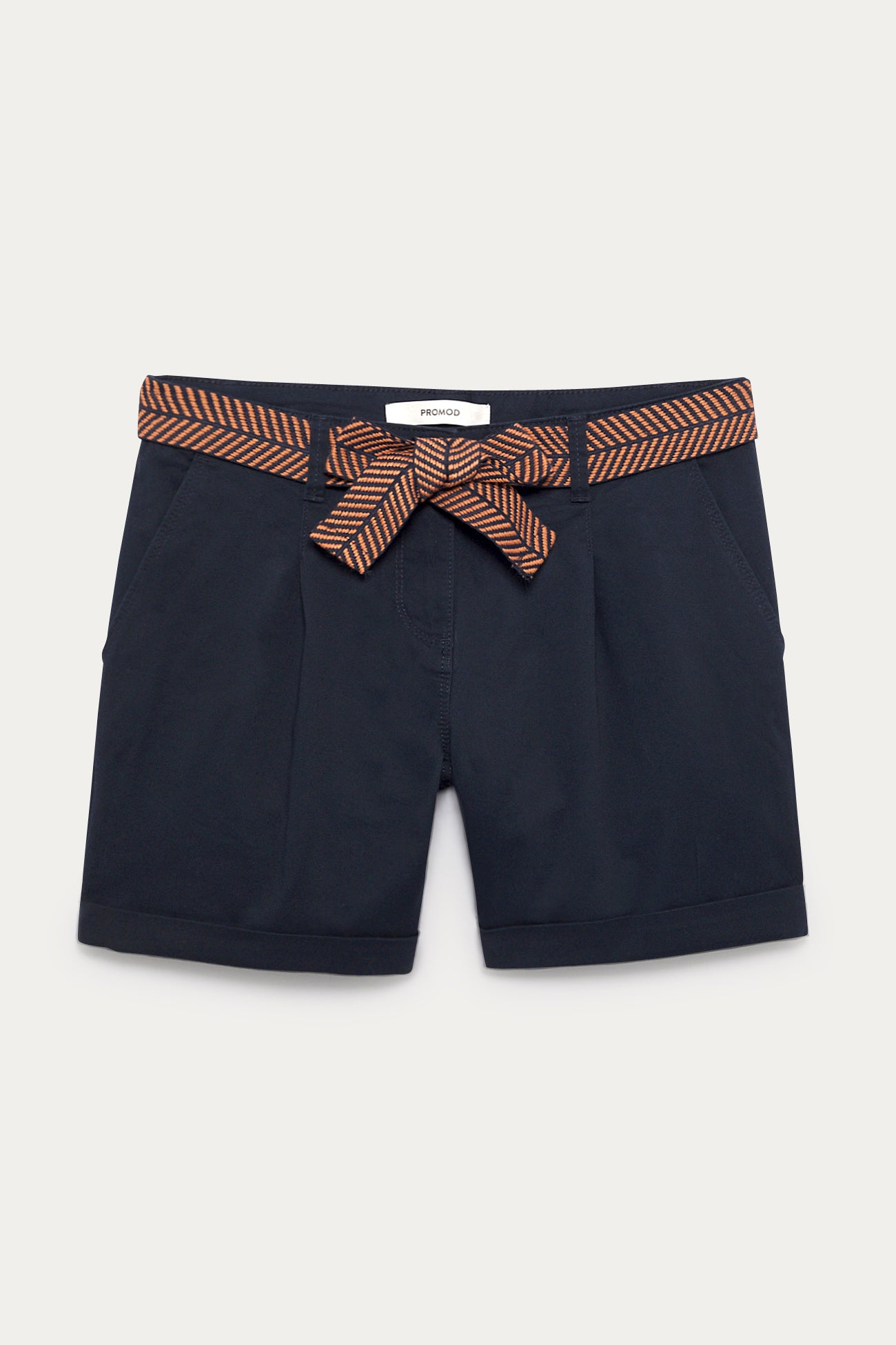 Belted pleated shorts - Navy blue
