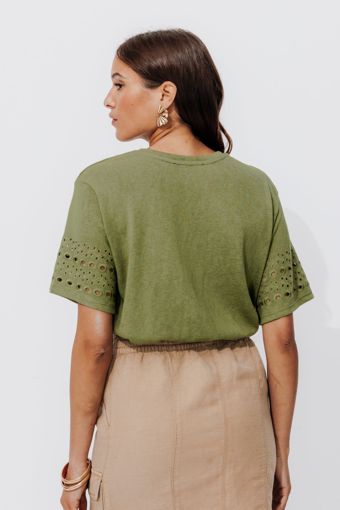 Broderie anglaise t-shirt - Old pink