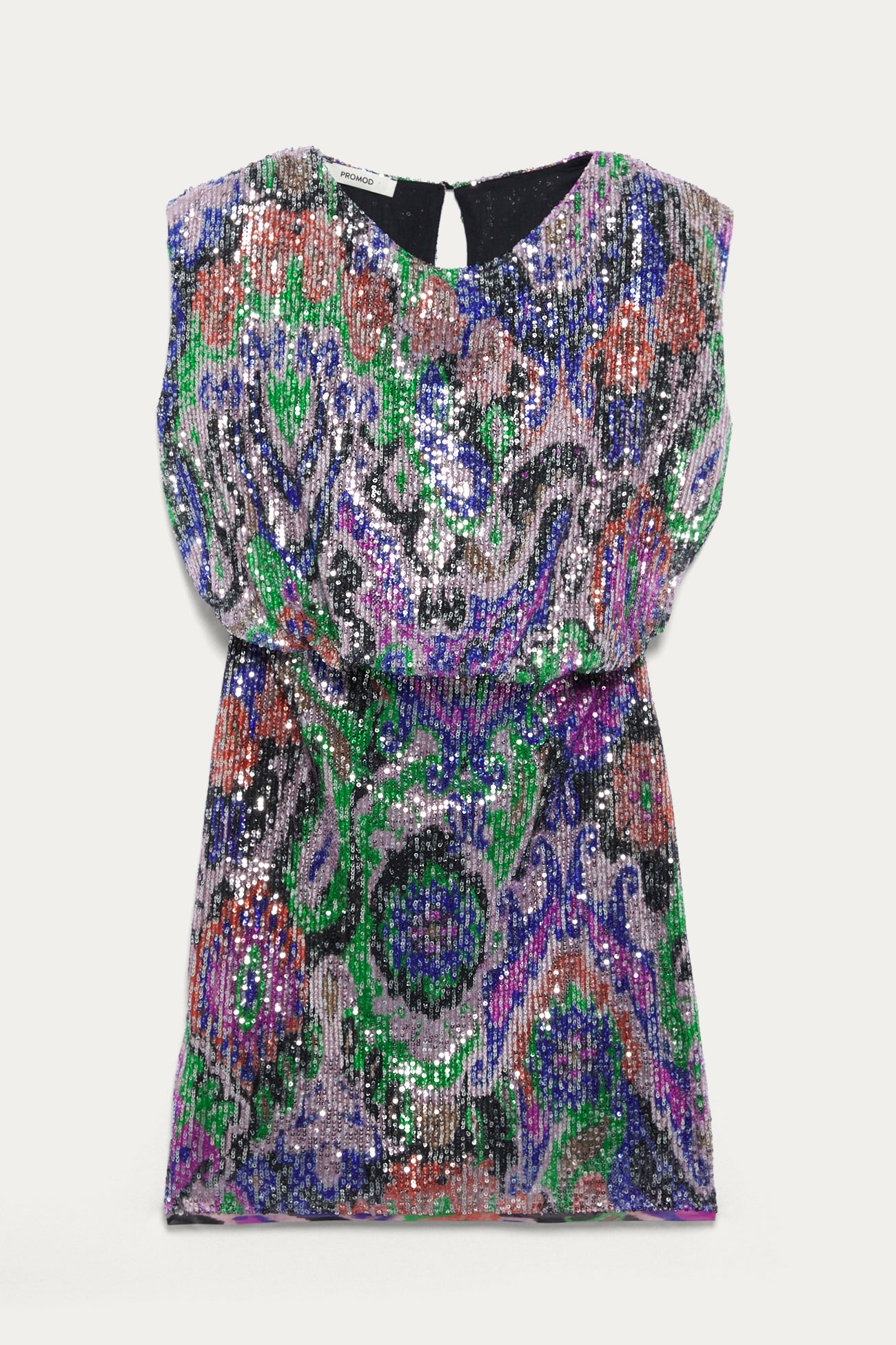 Short sequinned dress - Multicolour print