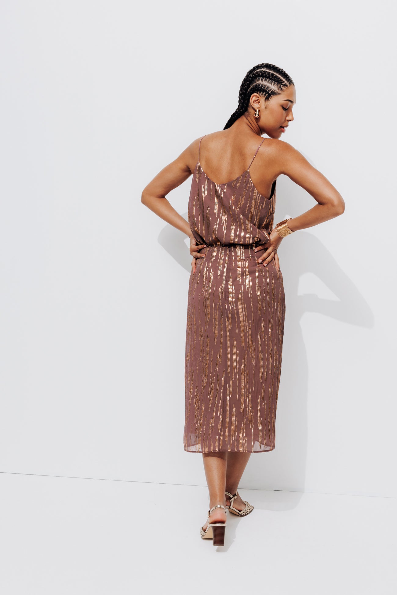 Glitzy midi skirt - Old pink