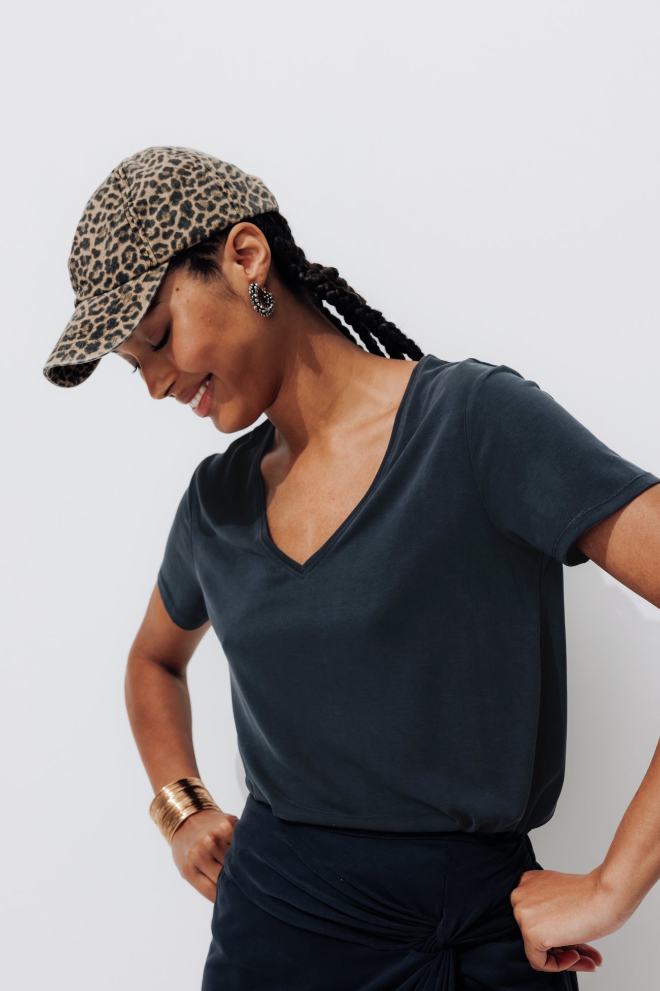 Plain v-neck t-shirt - Black