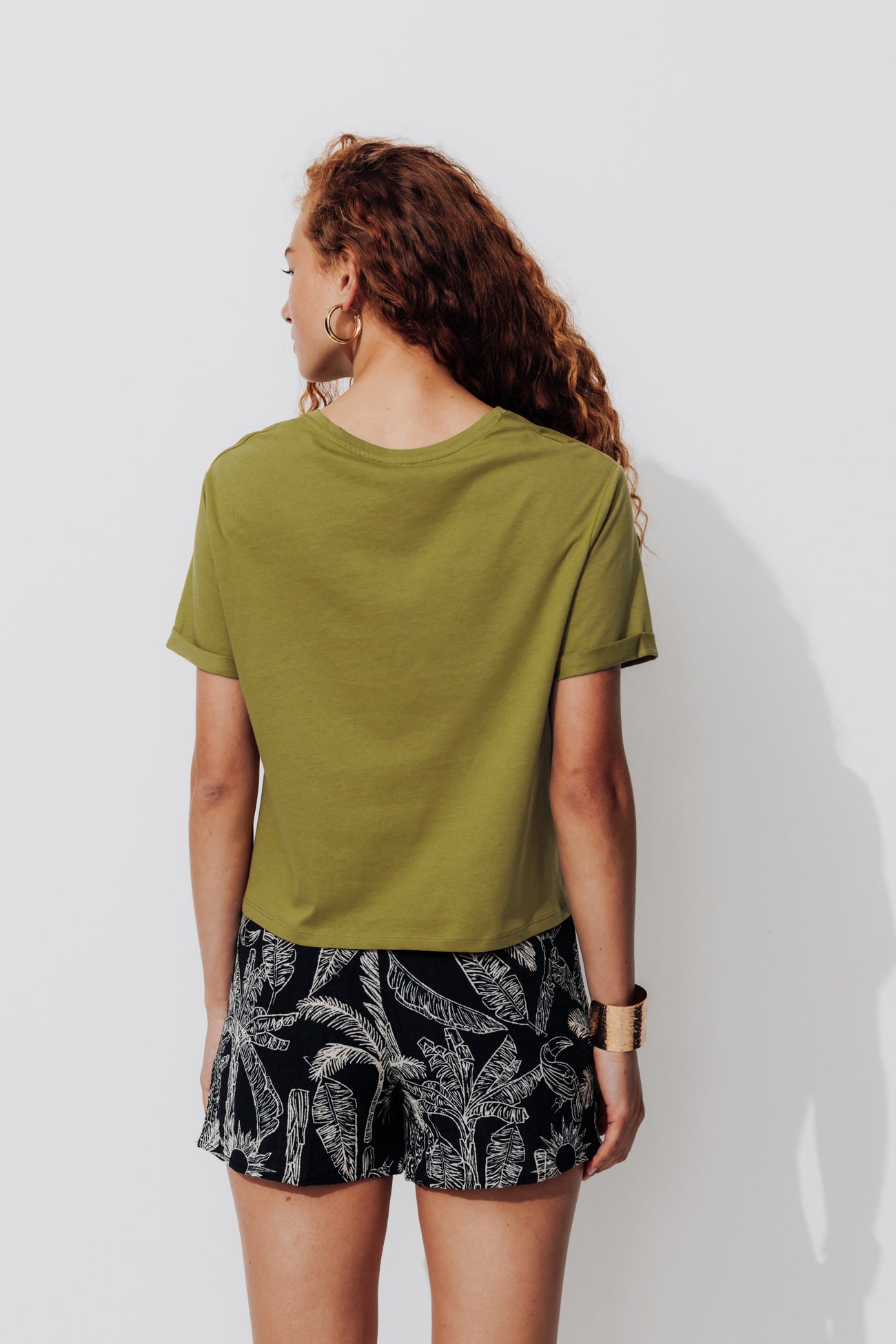 Knotted crop t-shirt - Khaki