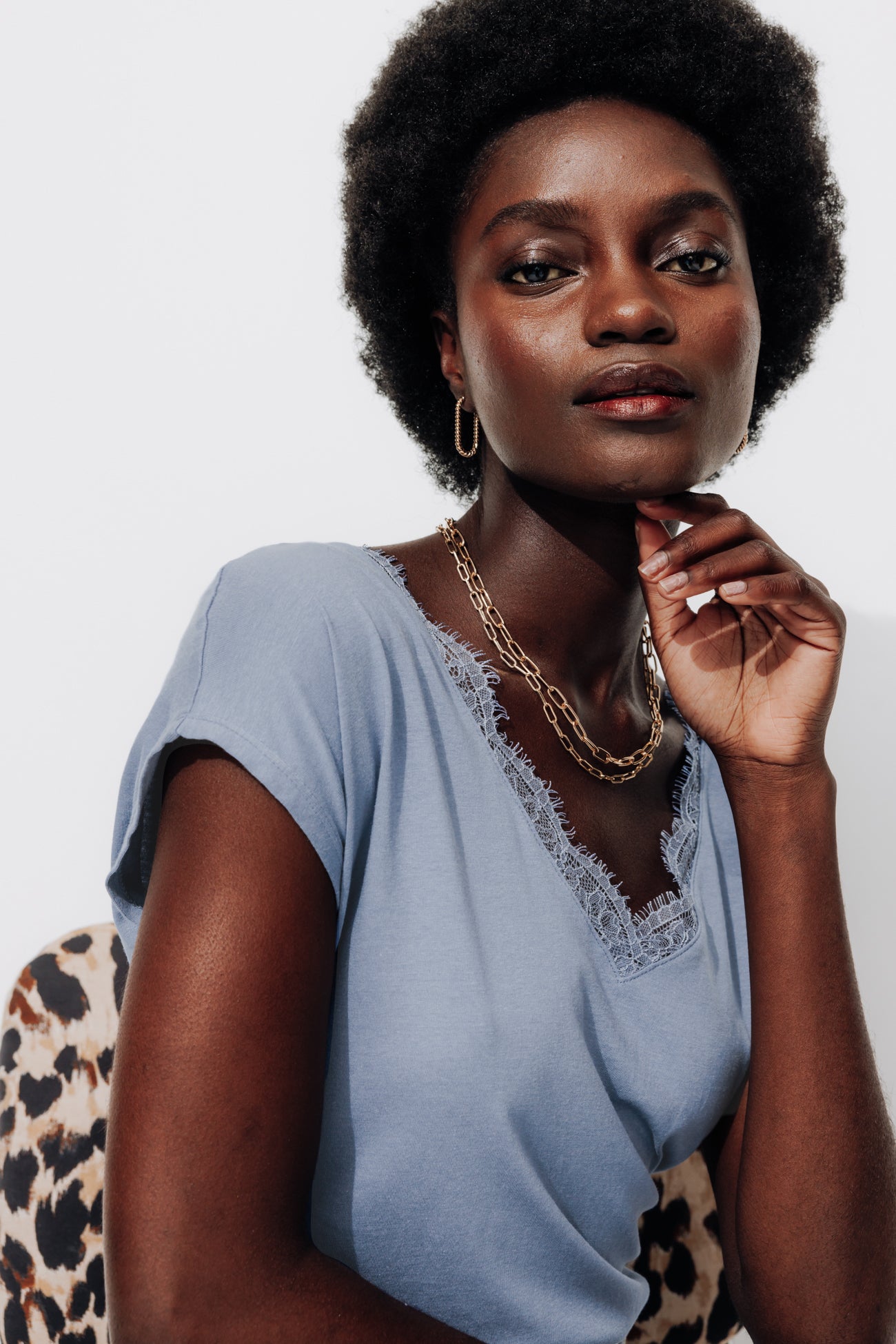 Lace detail t-shirt - Khaki