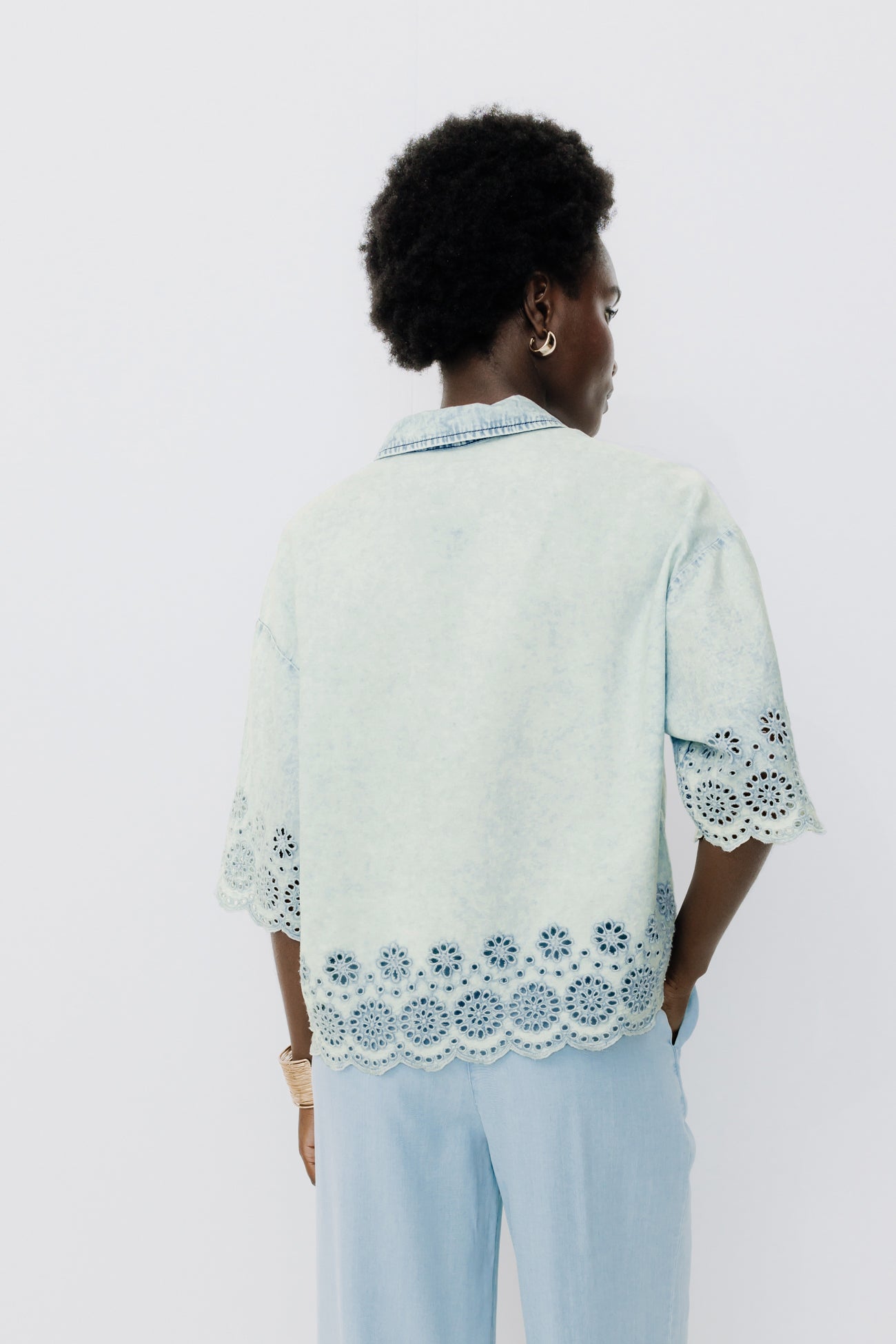 Broderie anglaise shirt - Light denim