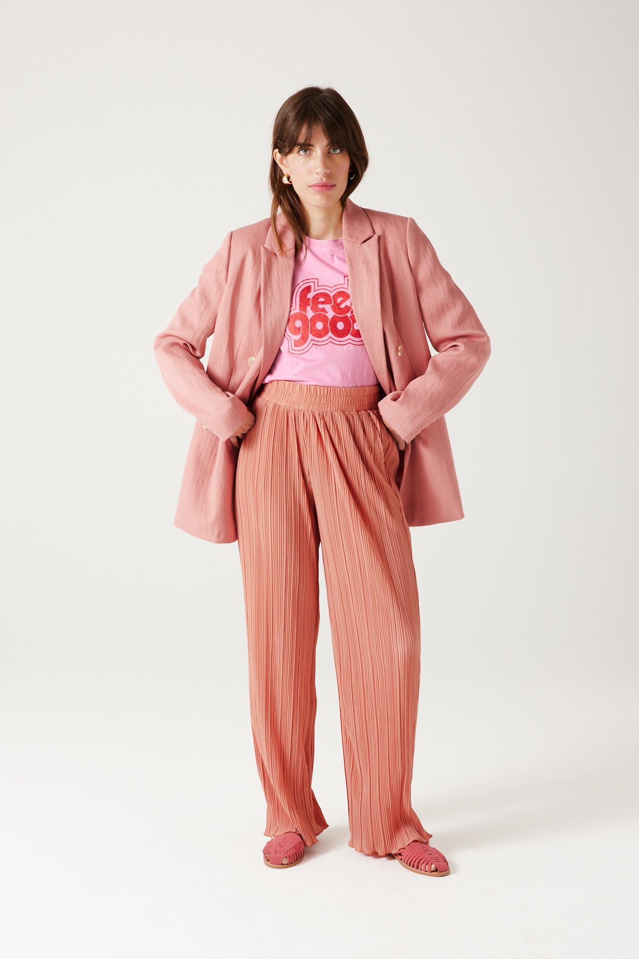 Wideleg plissé trousers - Blue