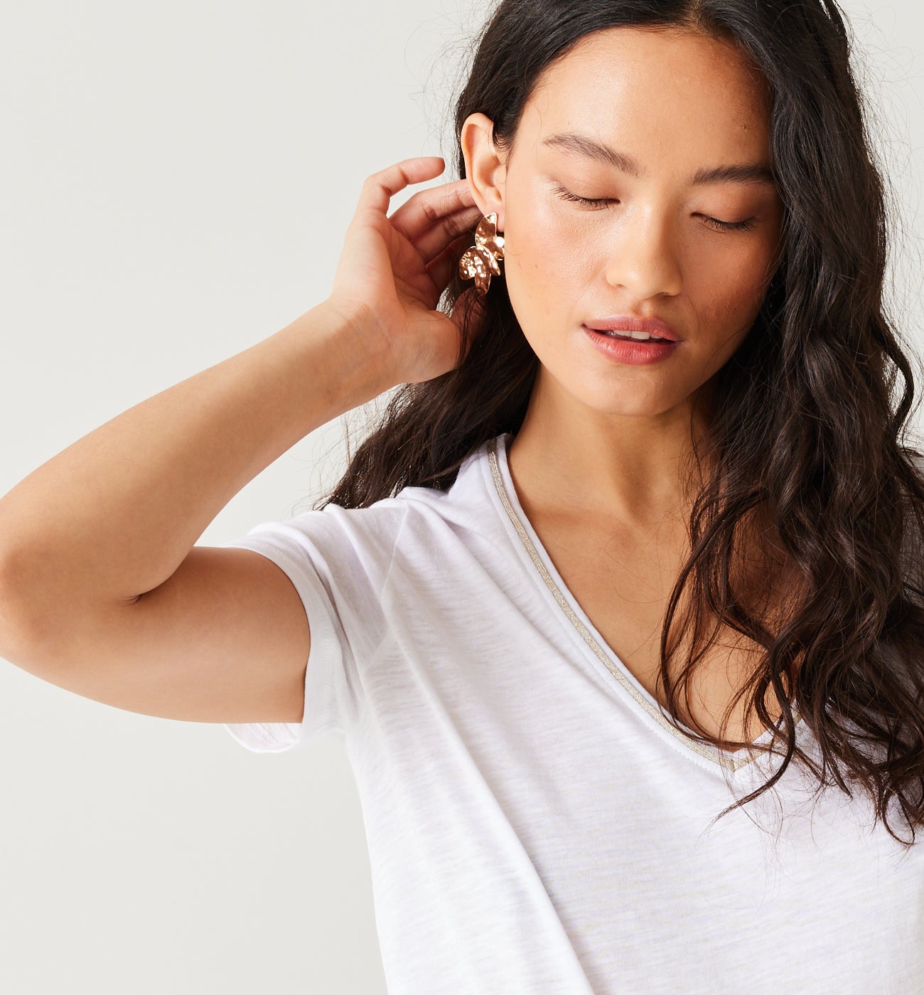 V-neck top - Ochre print