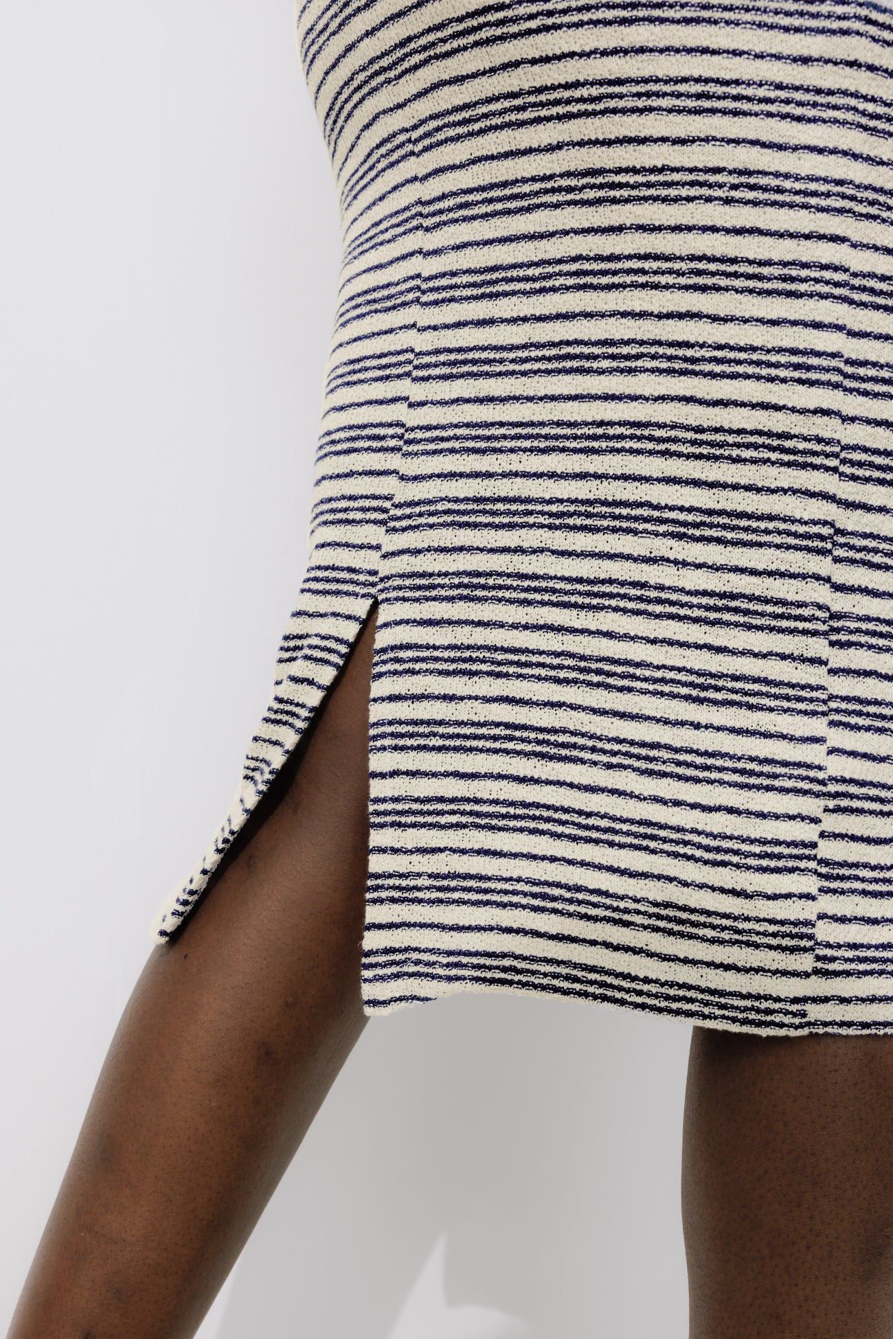 Midi knit skirt - Blue stripes