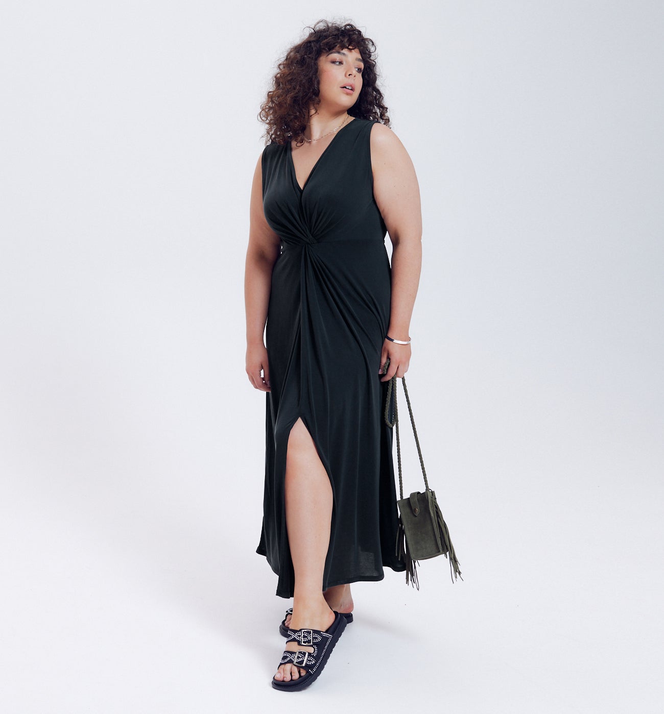 Long plain jersey dress - Cobalt