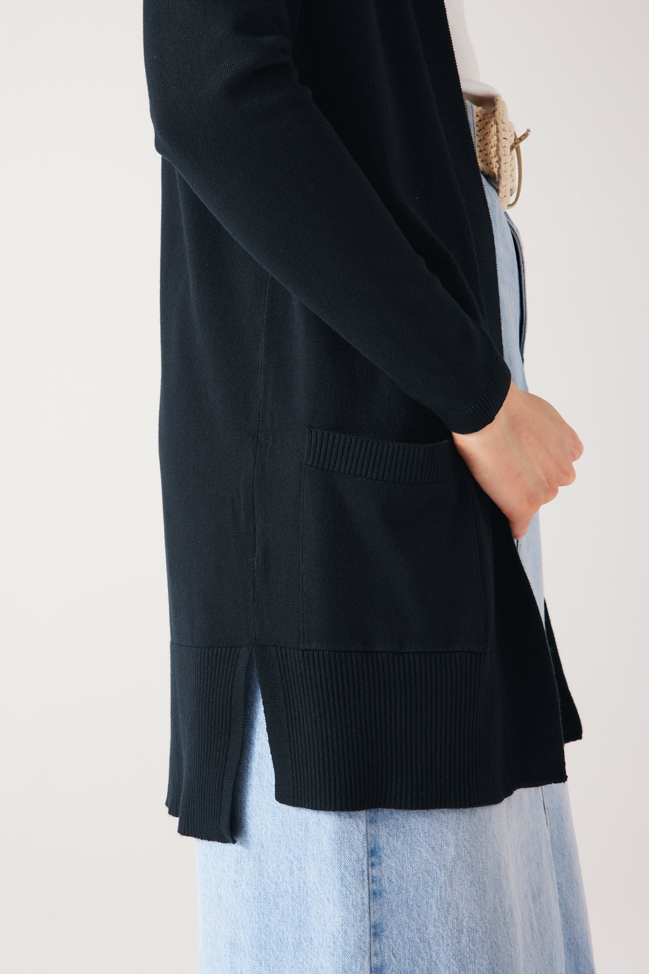 Long lightweight knit cardigan - Navy blue