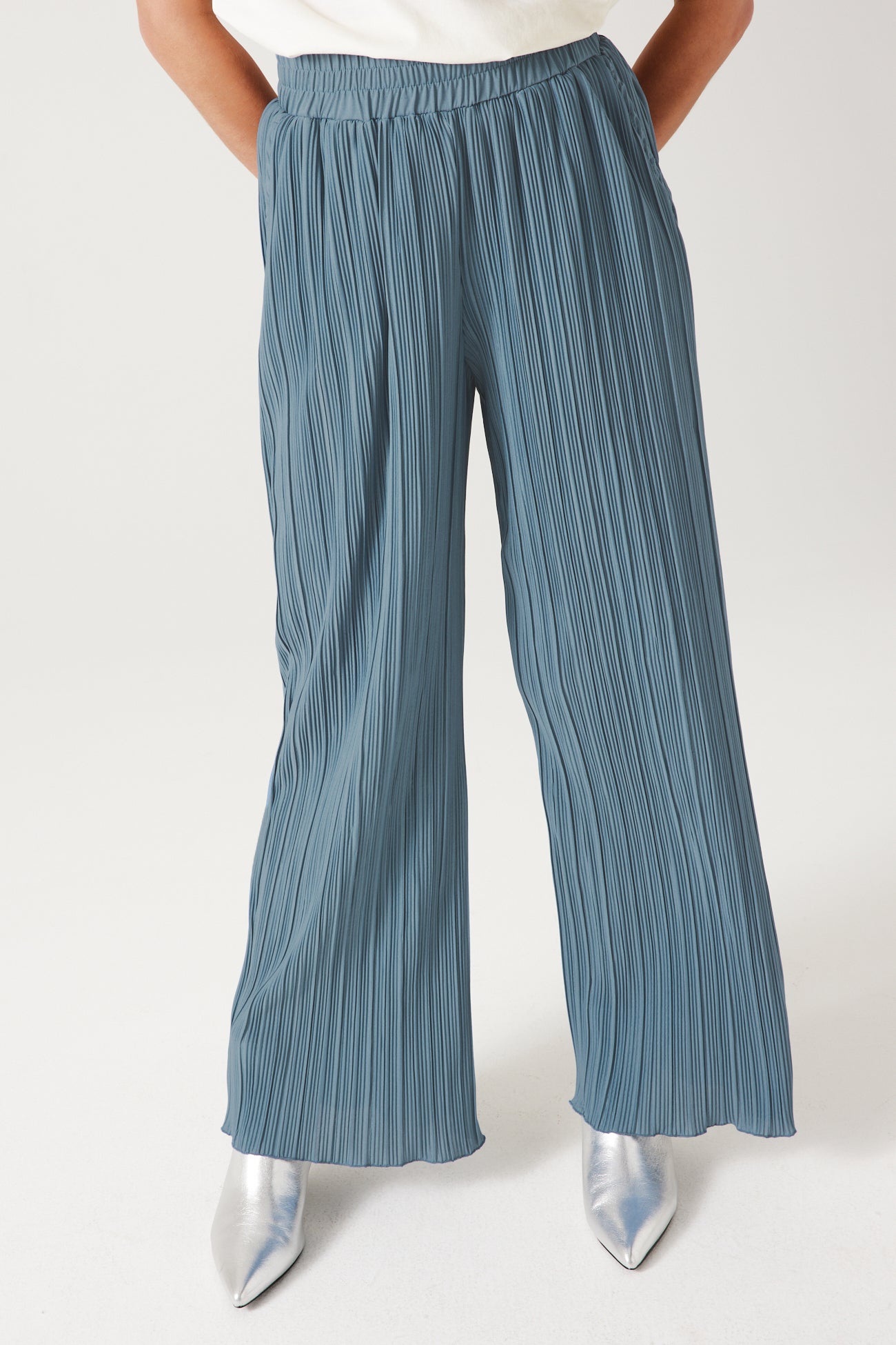 Wideleg plissé trousers - Blue