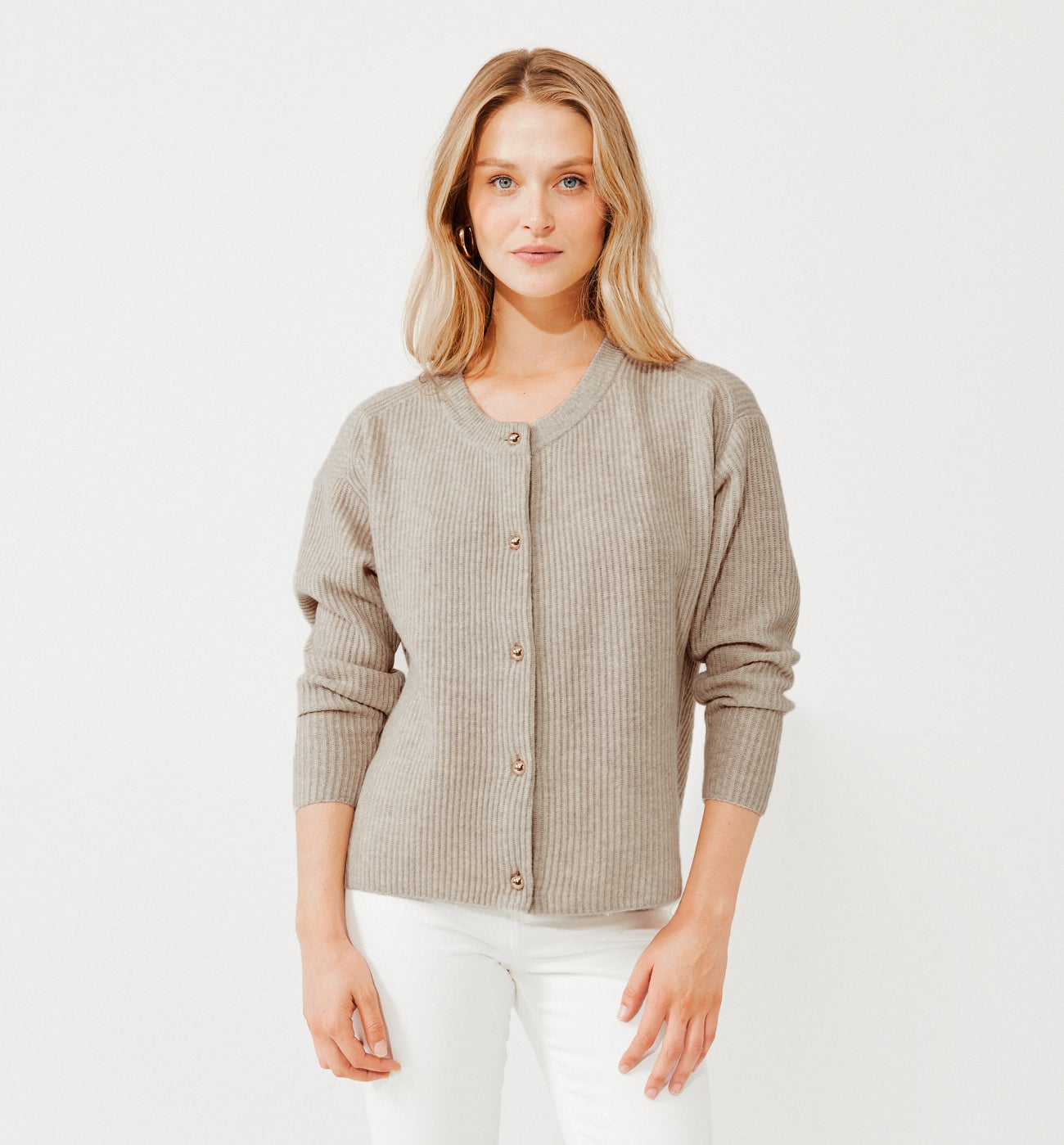 Merino wool cardigan - Beige