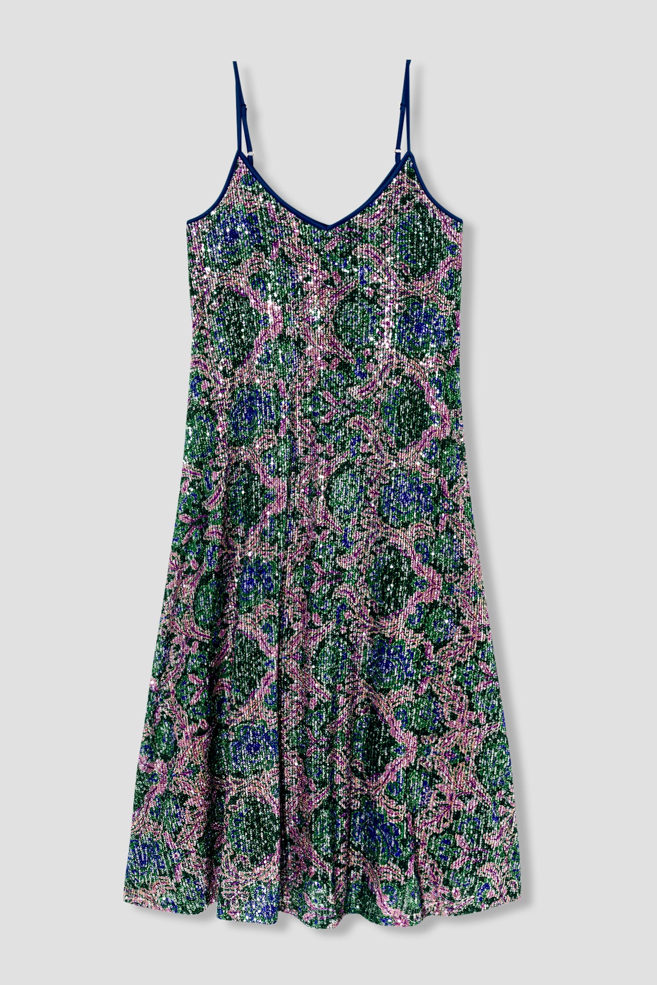 Long shimmery dress - Multicolour print
