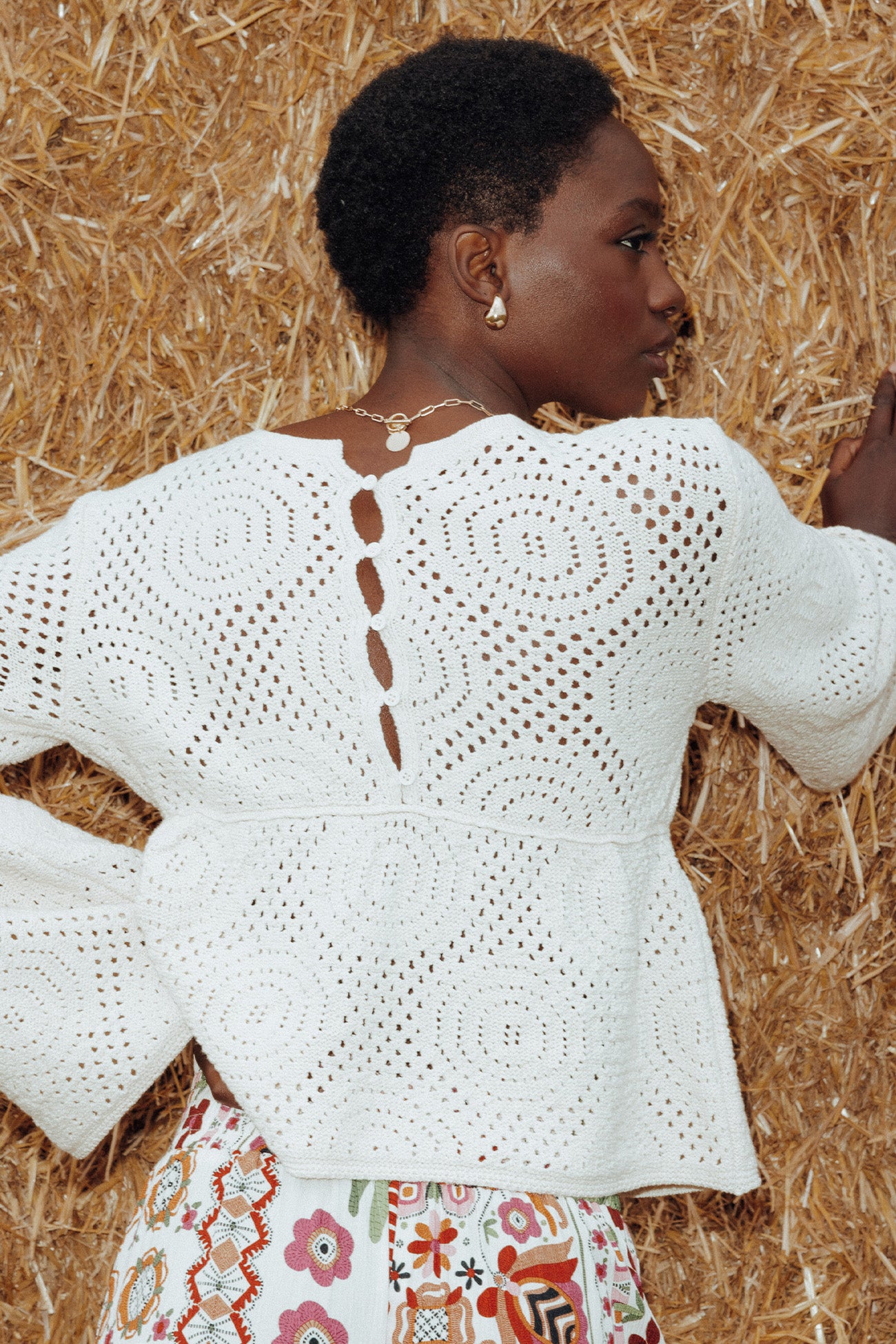 Two-way crochet jumper - Ecru
