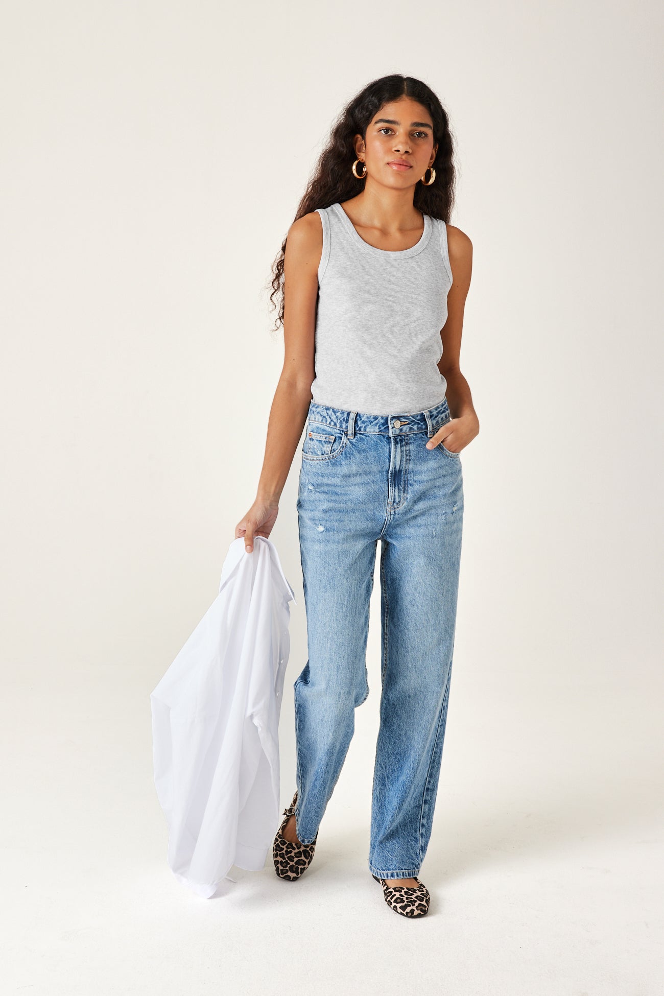 Cotton sleeveless top - Light grey