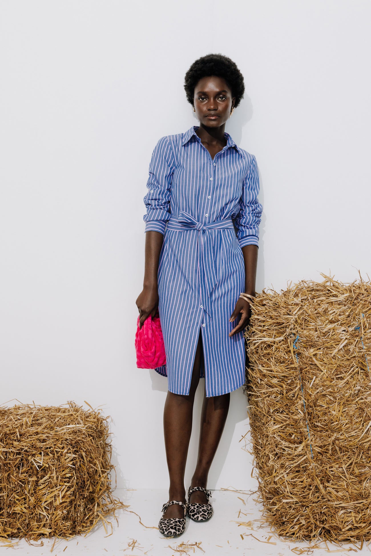 Ecodesign striped shirtdress - Blue stripes