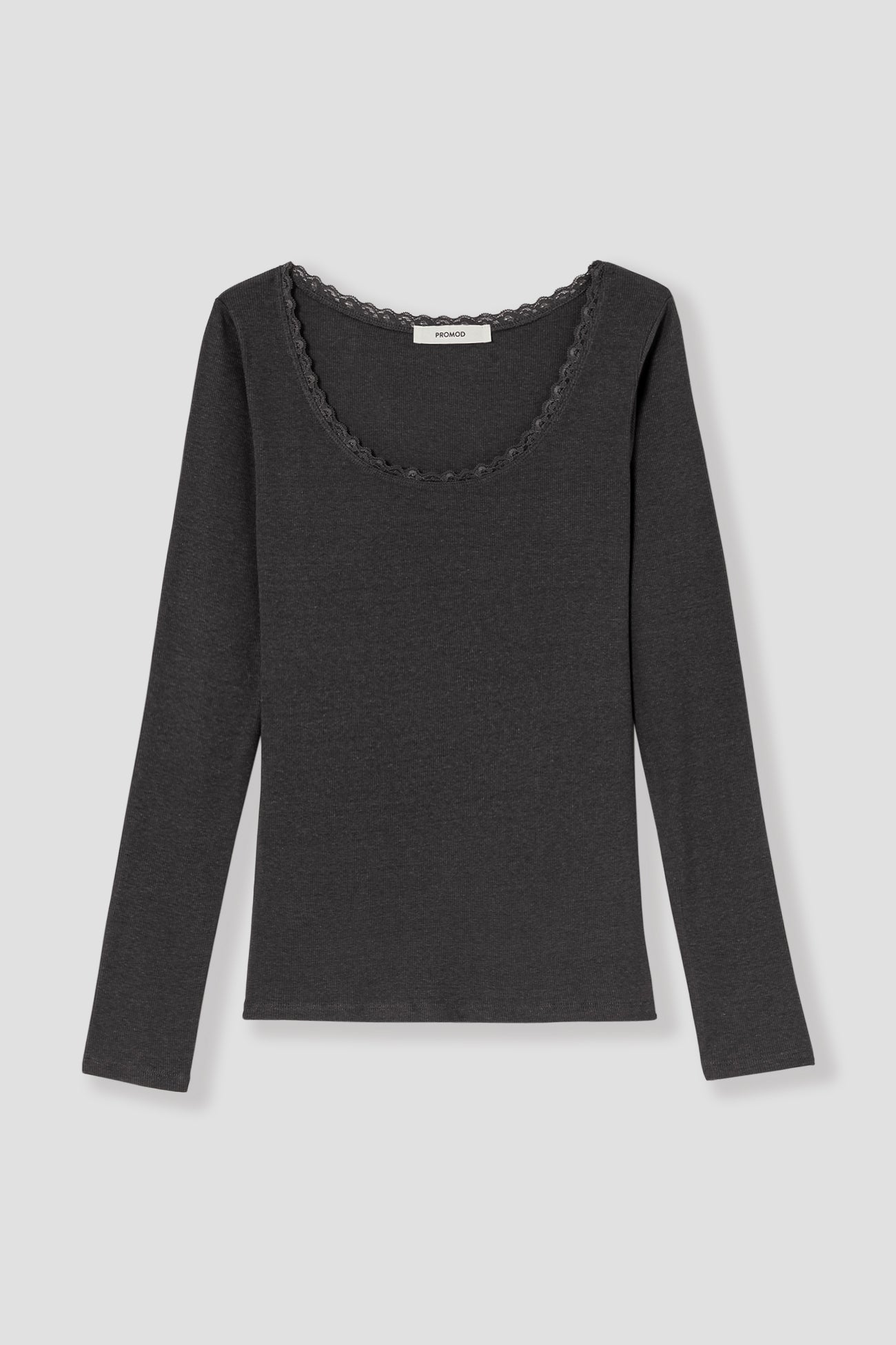 Lace detail ribbed top - Ecru