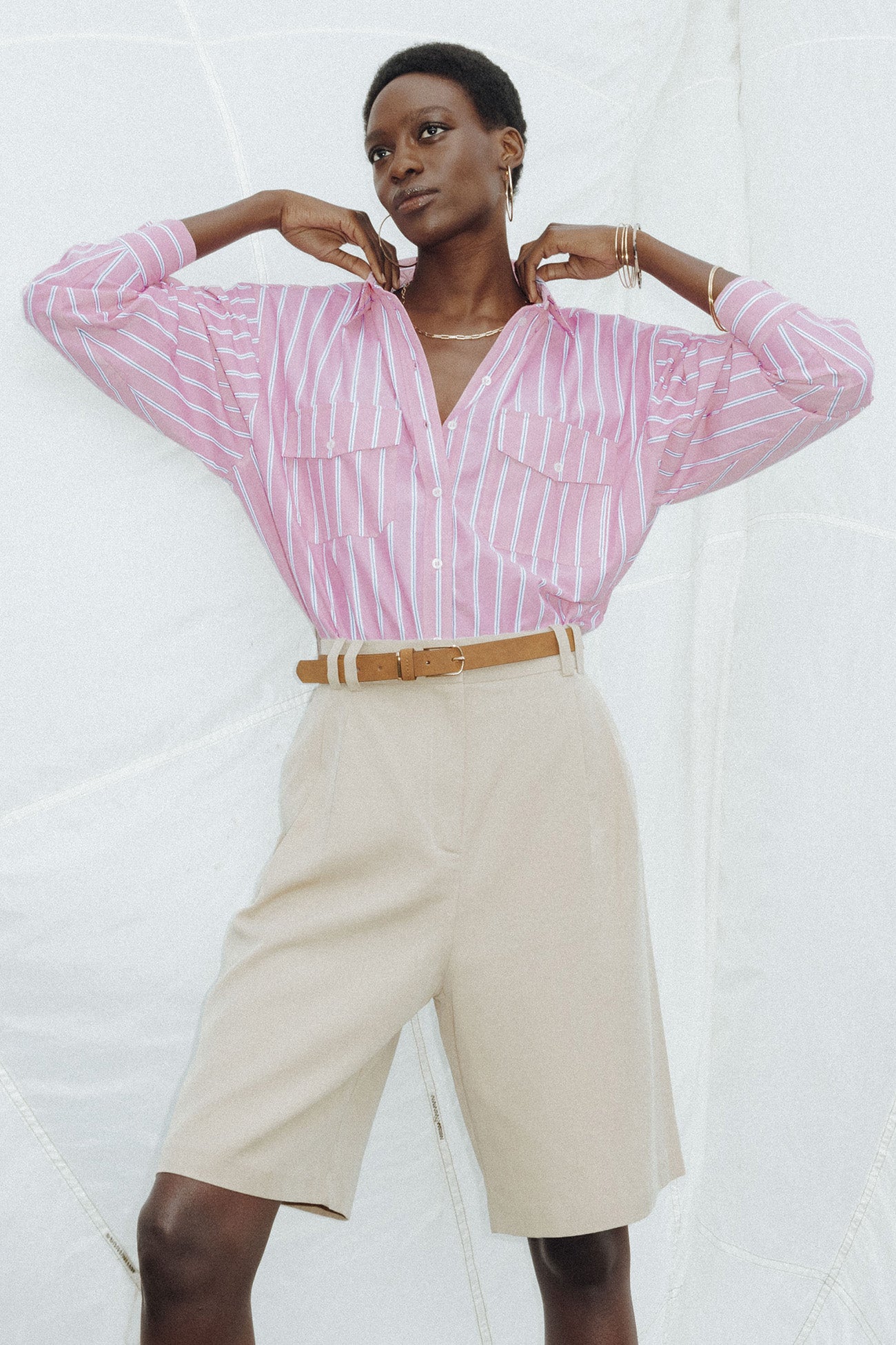 Lyocell bermuda shorts - Sand