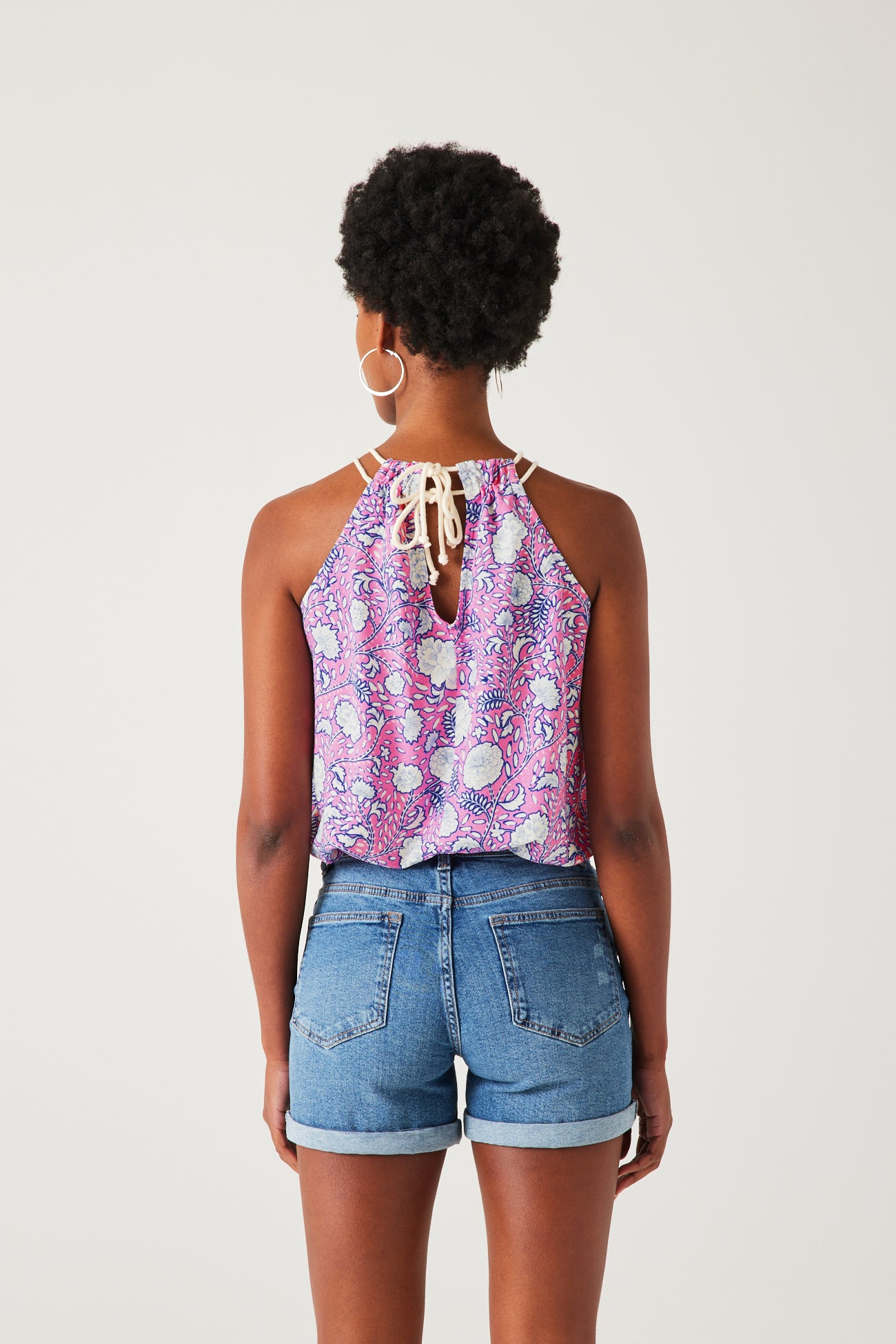 Patterned strappy top - Pink print