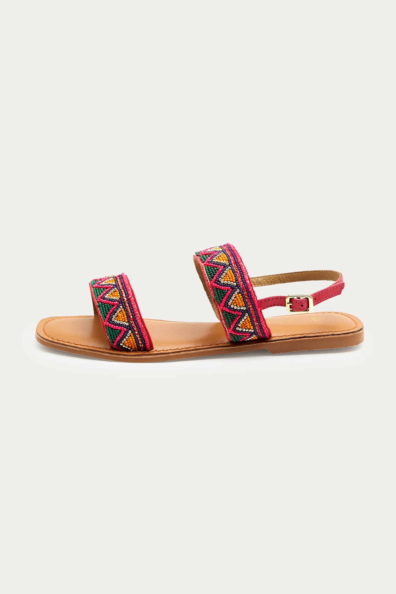 Beaded open sandals - Raspberry red