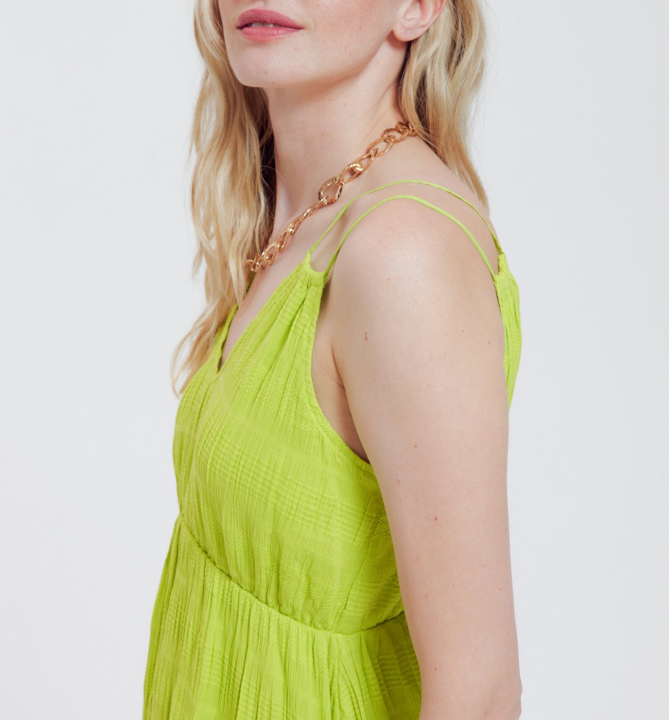 Mid-length strappy dress - Neon green