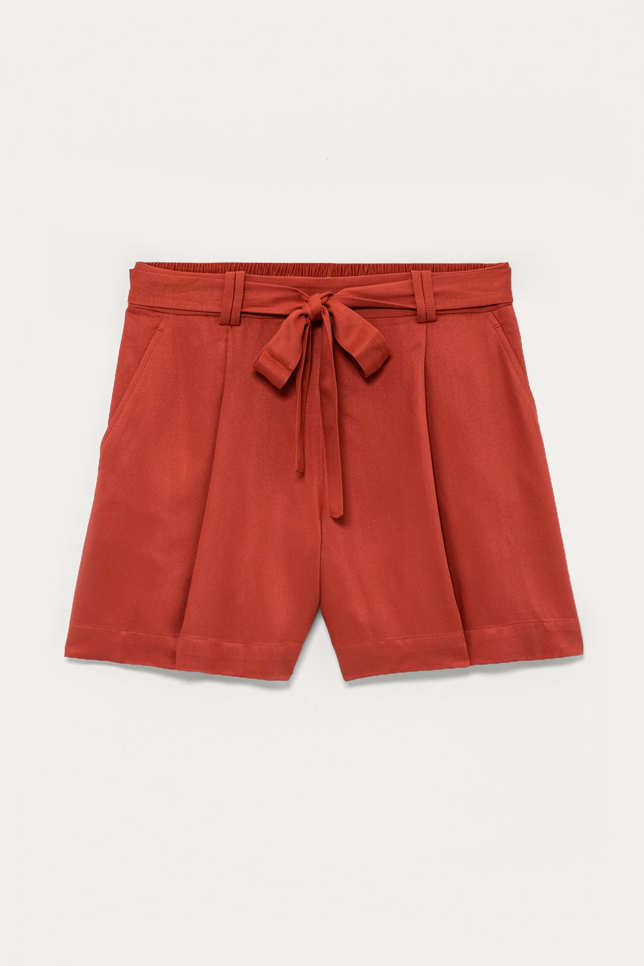 Plain belted shorts - Black print