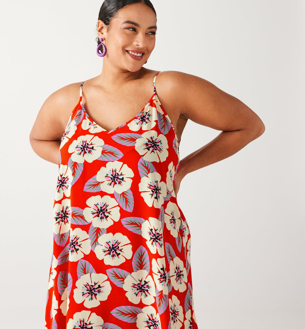 Mid-length patterned dress - Multicolour print