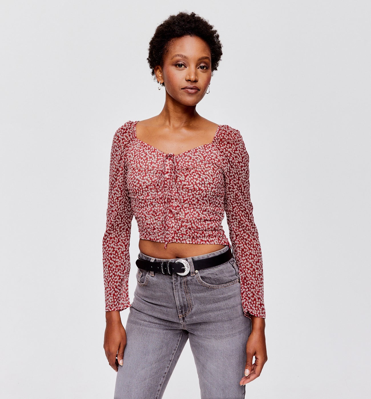Cropped voile top - Multicolour print