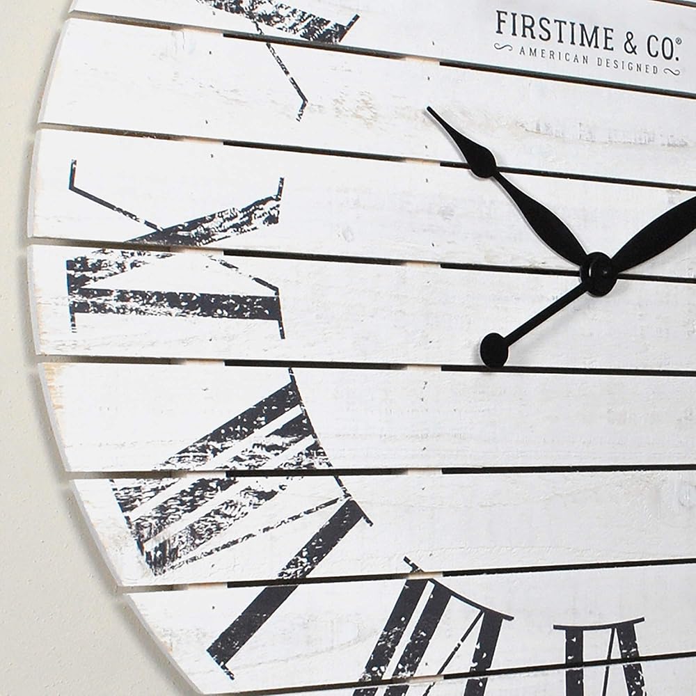 FirsTime and Co. Farmhouse Shiplap Wall Clock, American Crafted, White, Wood, 29 x 2 x 29 in White : Home & Kitchen
