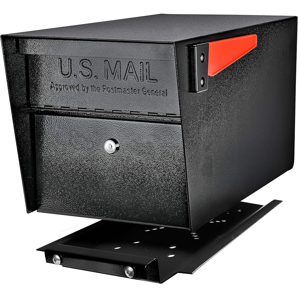 Mail Boss 7500 Mail Manager Pro Curbside Security, Black Locking Mailbox with House Numbers, Mounting Plate and Pull Out Mail Tray : Tools & Home Improvement
