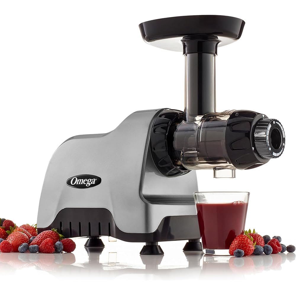 Omega Compact Cold Press Juicer Machine, Vegetable and Fruit Juice Extractor and Nutrition System Makes Nut Milks Baby Food and Sorbets, Triple-Stage 80-RPM Slow Masticating Juicer, 200-Watts, Gray: Home & Kitchen