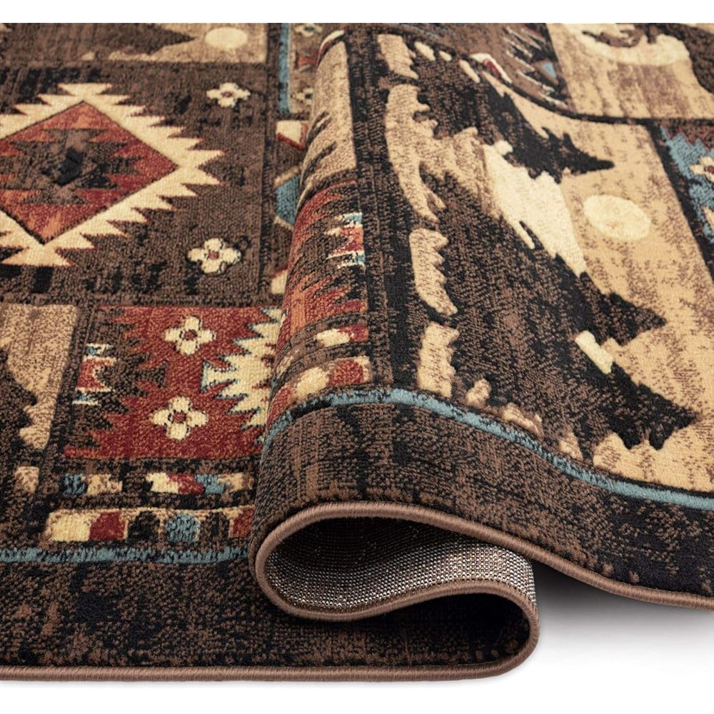Home Dynamix Buffalo Bear Rustic Area Rug, Brown/Red, 7'10