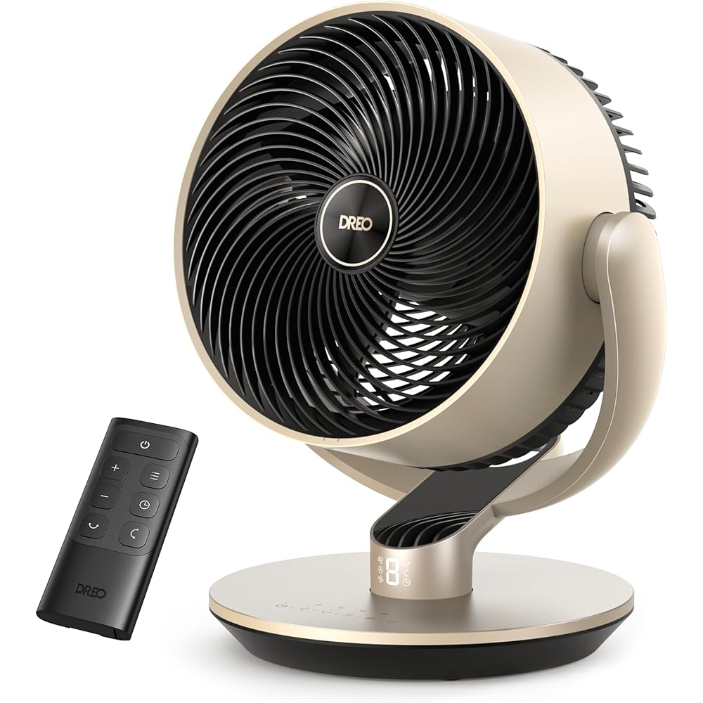 Dreo 16''Height 25dB Quiet Smart Fans for Bedroom, DC Room Fan with Remote, 120掳+120掳 Omni-Directional Oscillating Fan, 6 Modes, 9 Speeds, 12H Timer, Alexa/Google/WiFi/Voice Control, Gold