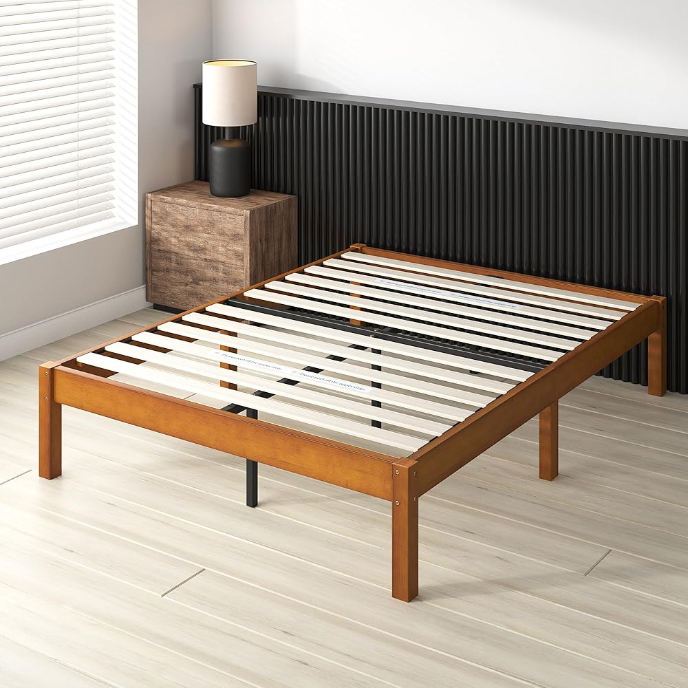 ZINUS Ellie 14 Inch Queen Bamboo Platform Bed Frame, Wood Slat Support, No Box Spring Needed, Easy Assembly, Brown : Home & Kitchen