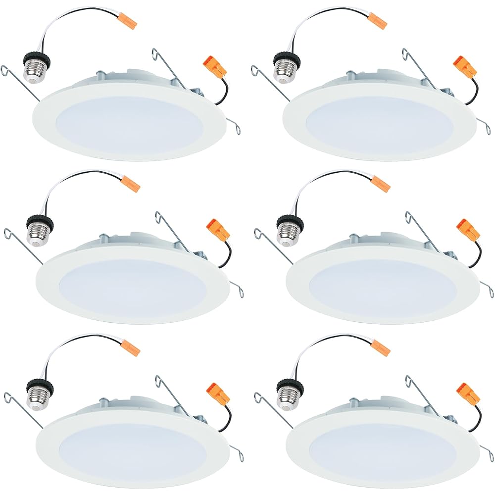 HALO HLBT 6-Inch Slim LED Trim 6 Pack for New Construction/Remodel with Selectable Color Temperature, Indoor/Outdoor, Dimmable - 6-Pack - HLBT609FS5-6pk
