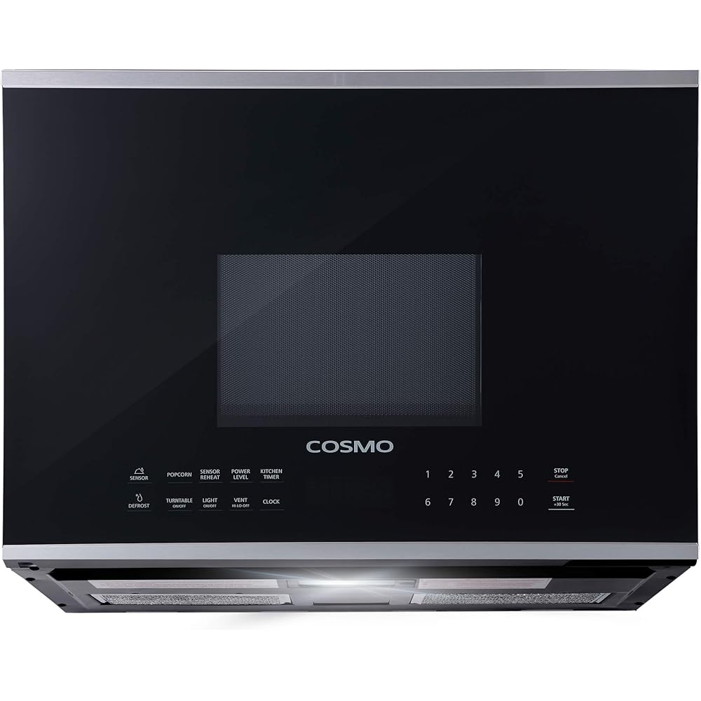 COSMO COS-2413ORM1SS Over the Range Microwave Oven with Vent Fan, 1.34 cu. ft. Capacity, 1000W, 24 inch, Black / Stainless Steel : Home & Kitchen