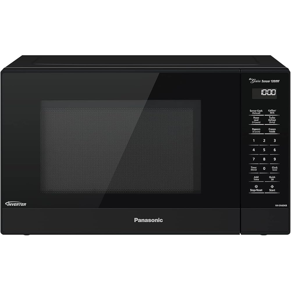 Panasonic NN-SN65KB Microwave Oven with Inverter Technology 1200W, 1.2 cu.ft. Small Genius Sensor One-Touch Cooking, Popcorn Button, Turbo Defrost-NN-SN65KB (Black)
