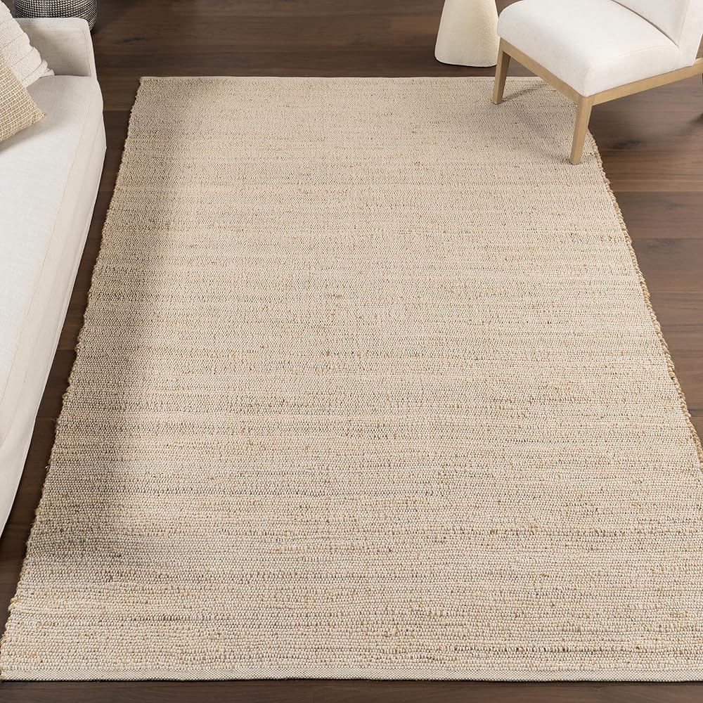 nuLOOM 9x12 Elfriede Jute & Cotton Hand Woven Area Rug, Natural, Solid Rustic Farmhouse Style, Weaved Design, Natural Fiber, For Bedroom, Living Room, Dining Room, Hallway, Office, Entryway : Home & Kitchen