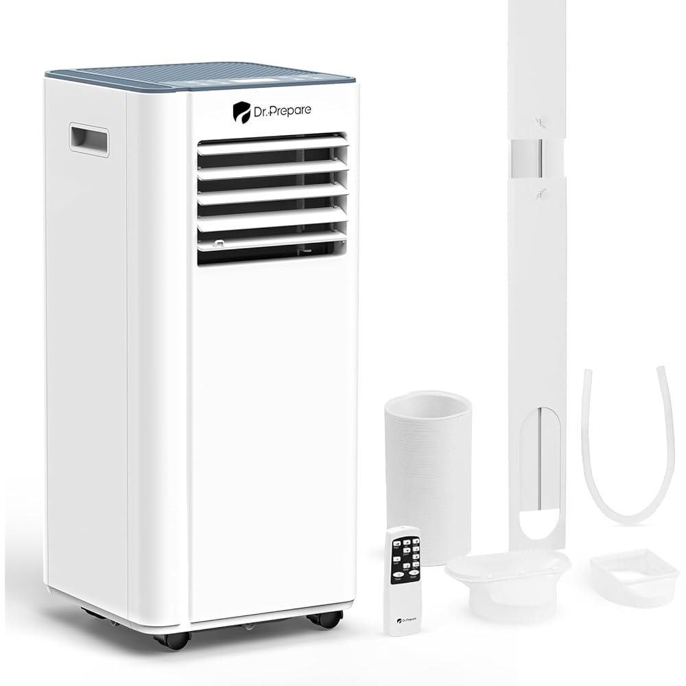 DR.PREPARE 8,000 BTU Portable Air Conditioner, 4-in-1 Portable AC with Remote Control, Fast Cooling, 24H Timers, Window kit, Cools Up to 350 sq. ft for Rooms, Bedroom : Home & Kitchen