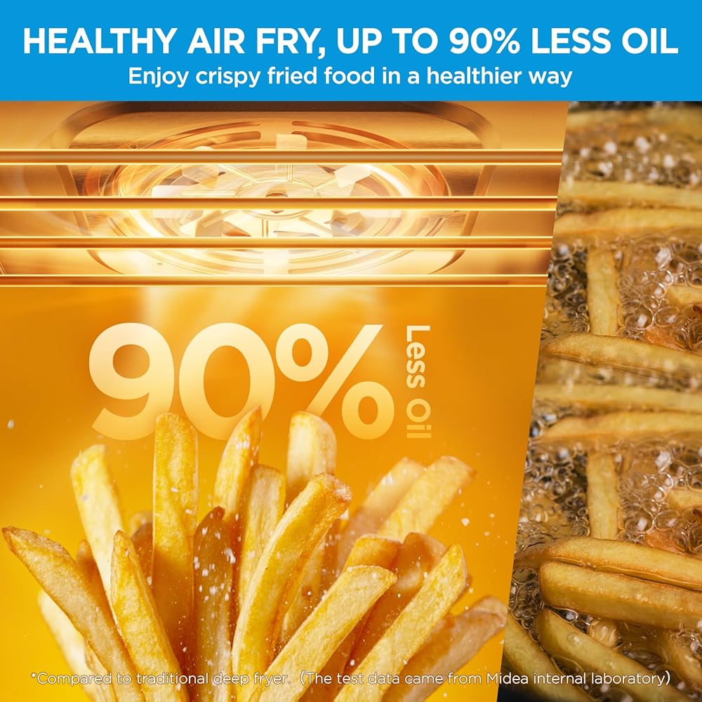 Midea Flexify French Door Toaster Oven Air Fryer Combo, 26.4 QT, Extra Large Air Fryer Countertop Oven 10-in-1 Combo, 25% Faster Cooking and 90% Less Oil, Stainless Steel : Home & Kitchen
