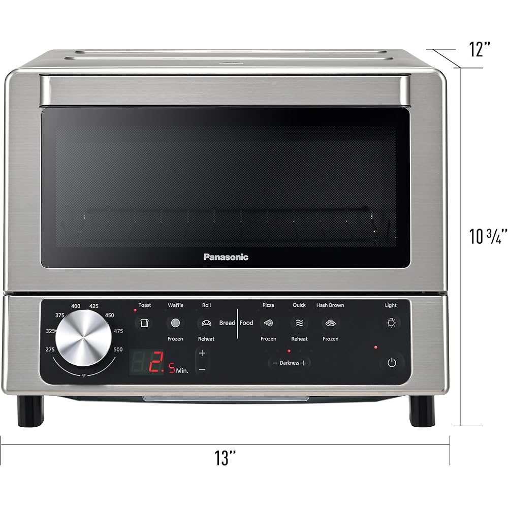 Panasonic FlashXpress Toaster Oven Countertop, 4-Slice Compact Size w/Double Infrared Heating, PFAS-free, 6 Auto Cook Options & Precise Temperature Control, 1300W - NB-G200P (Stainless Steel) : Home & Kitchen