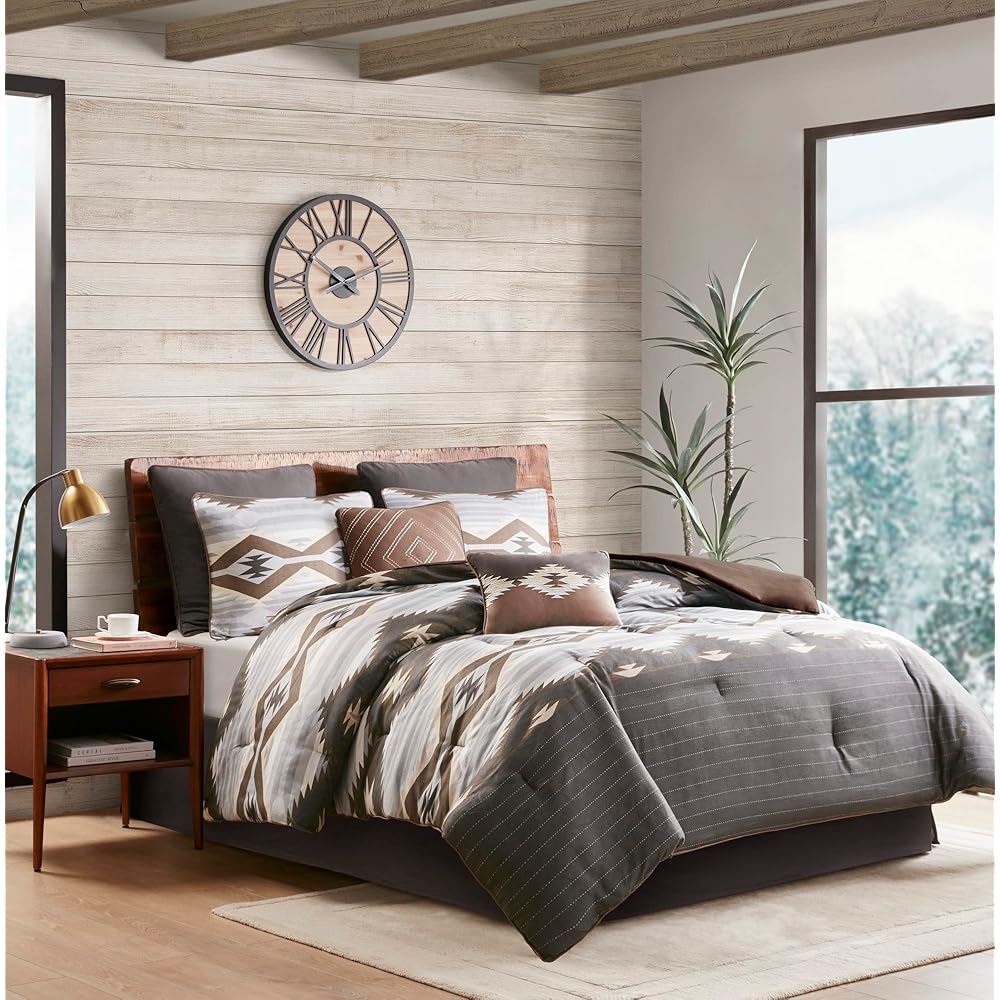 Woolrich Rustic Lodge Cabin Comforter Set - All Season Down Alternative Warm Bedding Layer and Matching Shams, Oversized Queen, Bitter Creek, Grey/Brown : Home & Kitchen