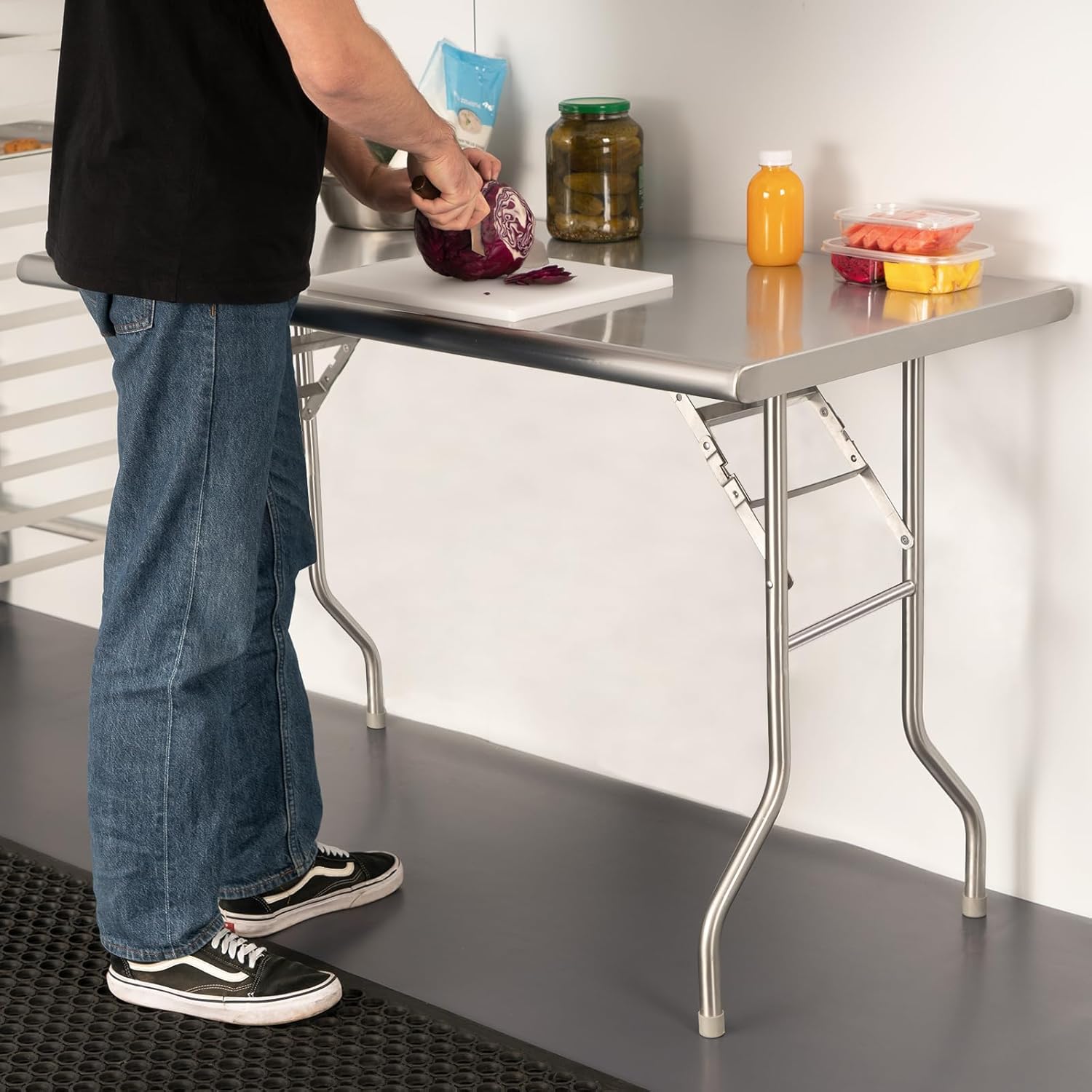 : HARDURA Folding Stainless Steel Table 24X48 Inches with Legs NSF Commercial Portable Folding Prep Table for Restaurant Kitchen Home and Hotel : Industrial & Scientific
