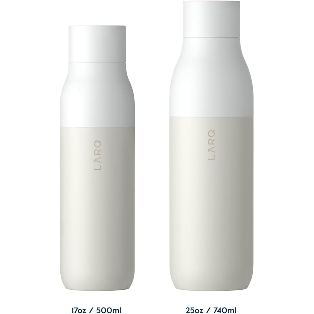 LARQ Bottle PureVis 25 oz - Self-Cleaning and Insulated Stainless Steel Water Bottle with UV Water Purifier and Award-winning Design | Reusable & Travel Friendly, Granite White : Sports & Outdoors