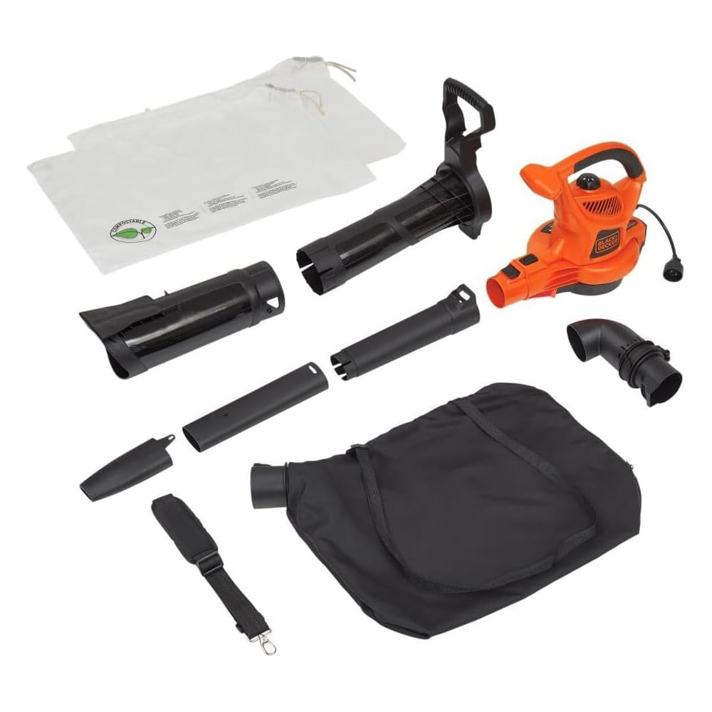 BLACK+DECKER Leaf Blower, Vacuum and Leaf Mulcher 3-in-1, Electric Blowers for lawn Care, 12 Amp, 250 MPH, 400 CFM (BV6000) : Patio, Lawn & Garden